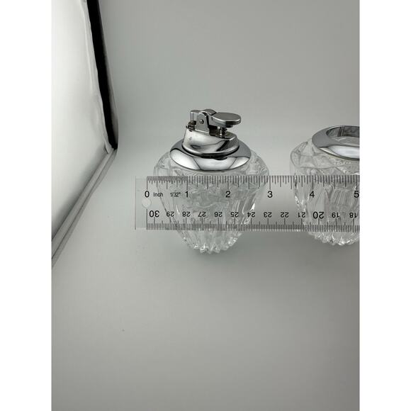 Princess House "Highlights" Cut Crystal Lighter and Toothpick Holder Set 1980s - Picture 9 of 11
